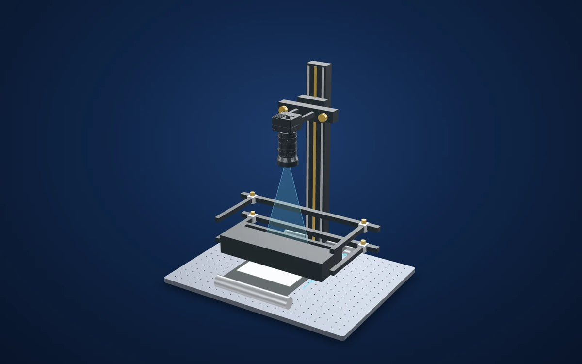 3D illustration of the inspection setup: Barcode contrast under coaxial line lights