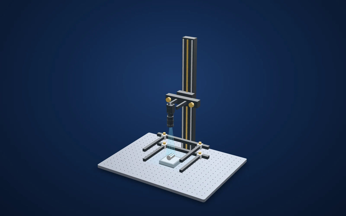 3D illustration of the inspection setup: Metal-column edges under two backlights