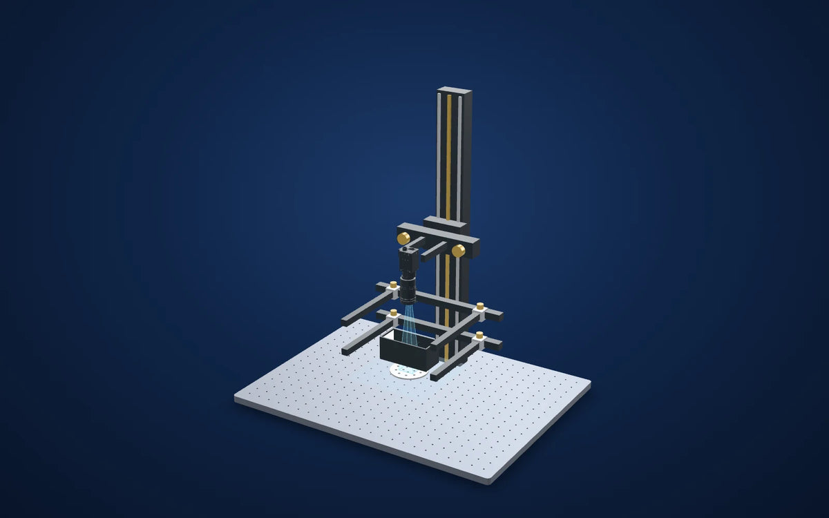 3D illustration of the inspection setup: Reflective tablet-shell edge under coaxial light