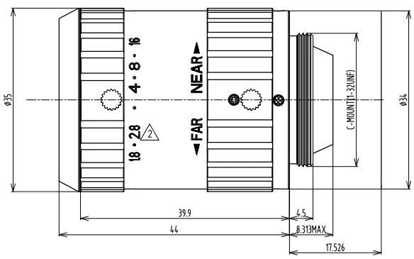 LS-VIS-SWIR2502-M dimensions (mm)