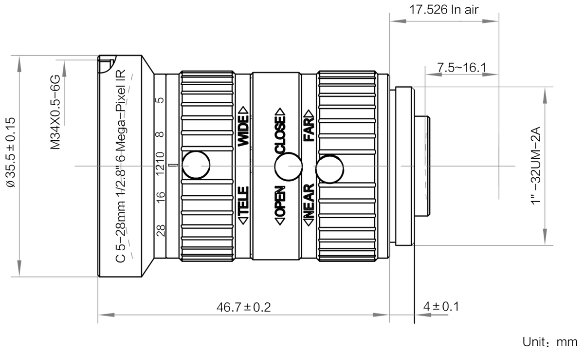 LS-HV0528M-6MPIR dimensions (mm)