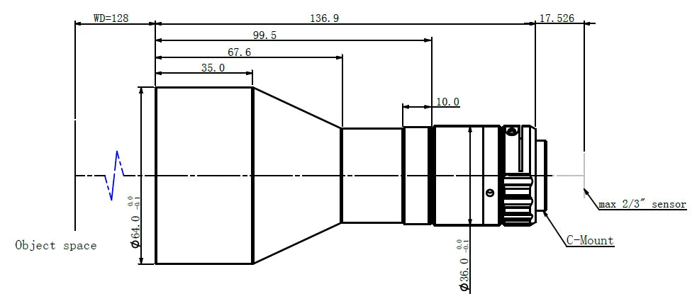 LS-MBT-0238-128 dimensions (mm)