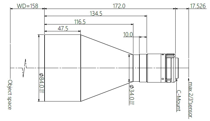 LS-MBT-0178-158 dimensions (mm)