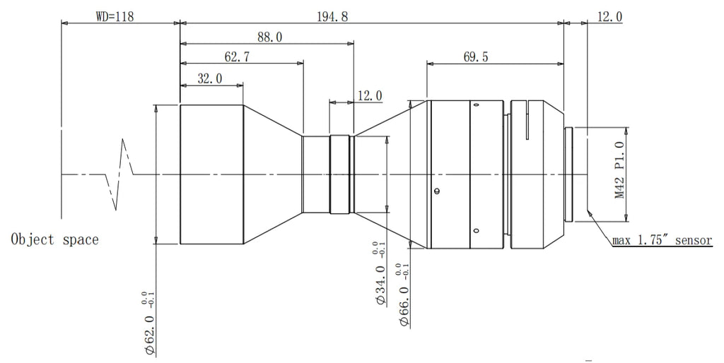 LS-KBT-069-118-M42 dimensions (mm)