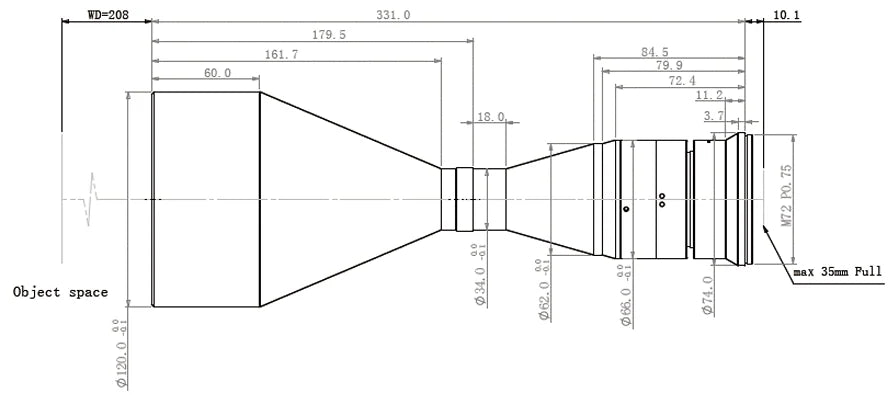 LS-LBT-0489-208-M72-10.1 dimensions (mm)