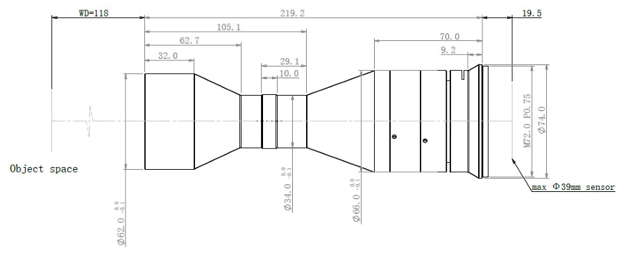 LS-LBT-0929-118-M72-19.5 dimensions (mm)