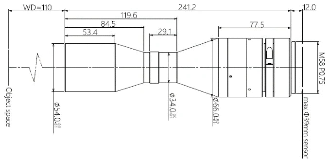 LS-LBT-1083-110-M58 dimensions (mm)