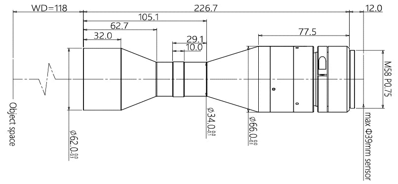 LS-LBT-0929-118-M58 dimensions (mm)