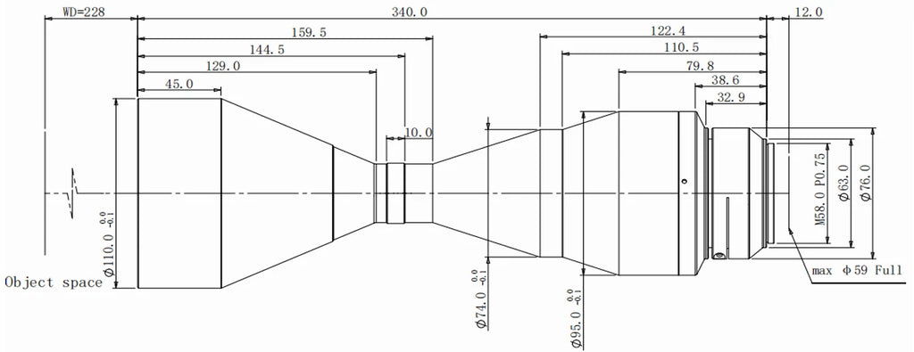 LS-LBT-0738-228-M58 dimensions (mm)