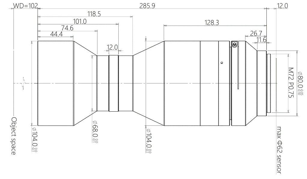 LS-LBT-1-102-M72 dimensions (mm)