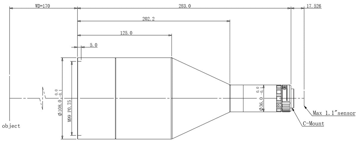 LS-KT-023-170 dimensions (mm)