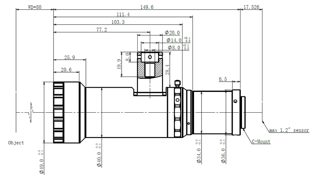 LS-KT-1-80C-G dimensions (mm)