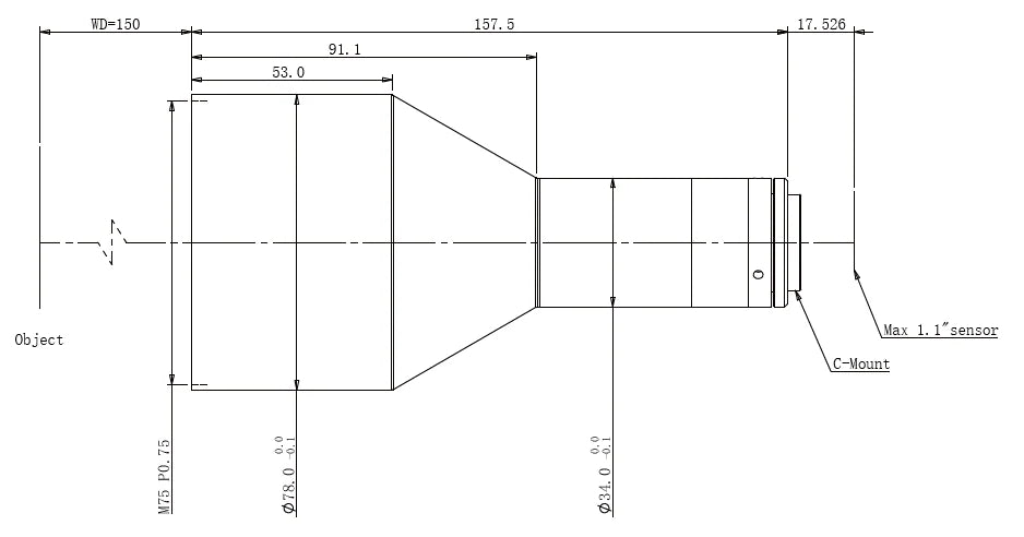 LS-KT-03-150 dimensions (mm)