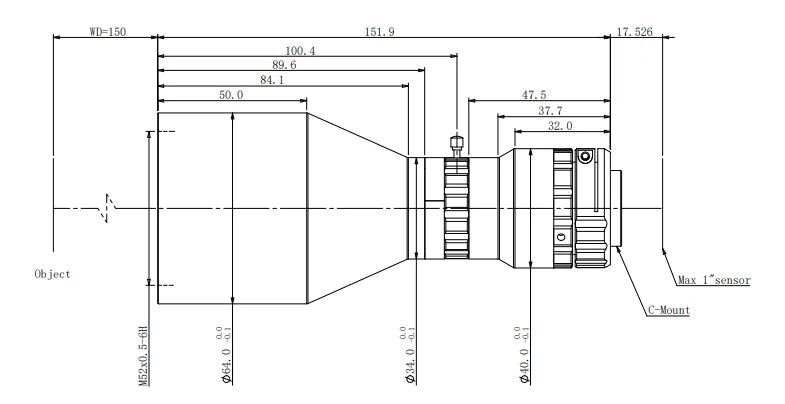 LS-KT10-04-150-G-V2 dimensions (mm)