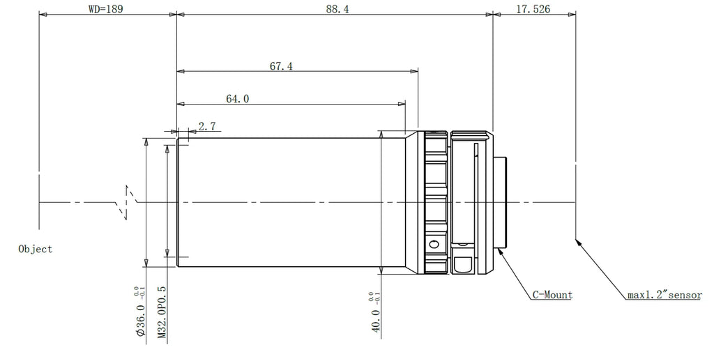 LS-KS-045-189 dimensions (mm)