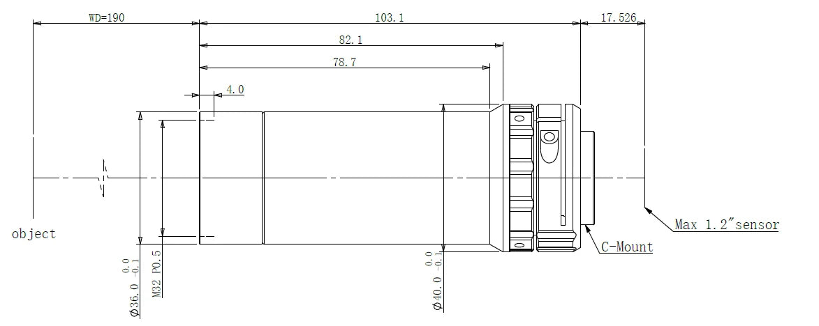 LS-KS-04-190 dimensions (mm)