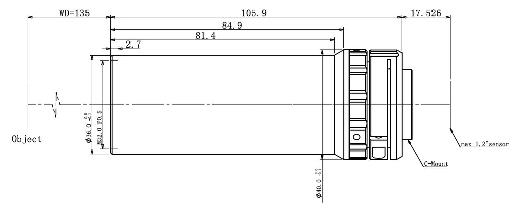 LS-KS-08-135 dimensions (mm)
