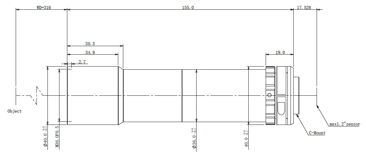 LS-KS-05-316 dimensions (mm)