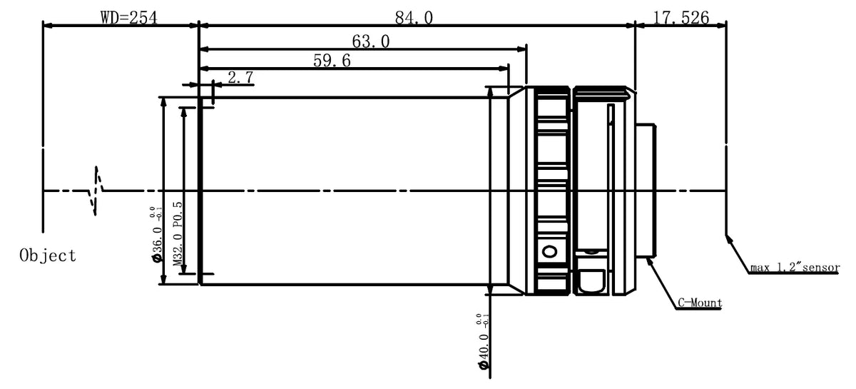 LS-KS-035-254 dimensions (mm)