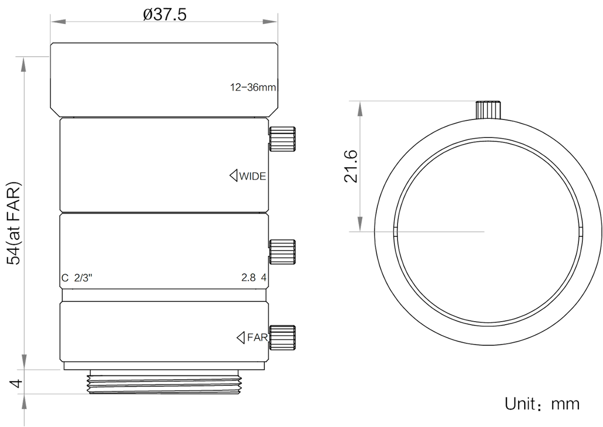 LS-MV1236M-MP dimensions (mm)
