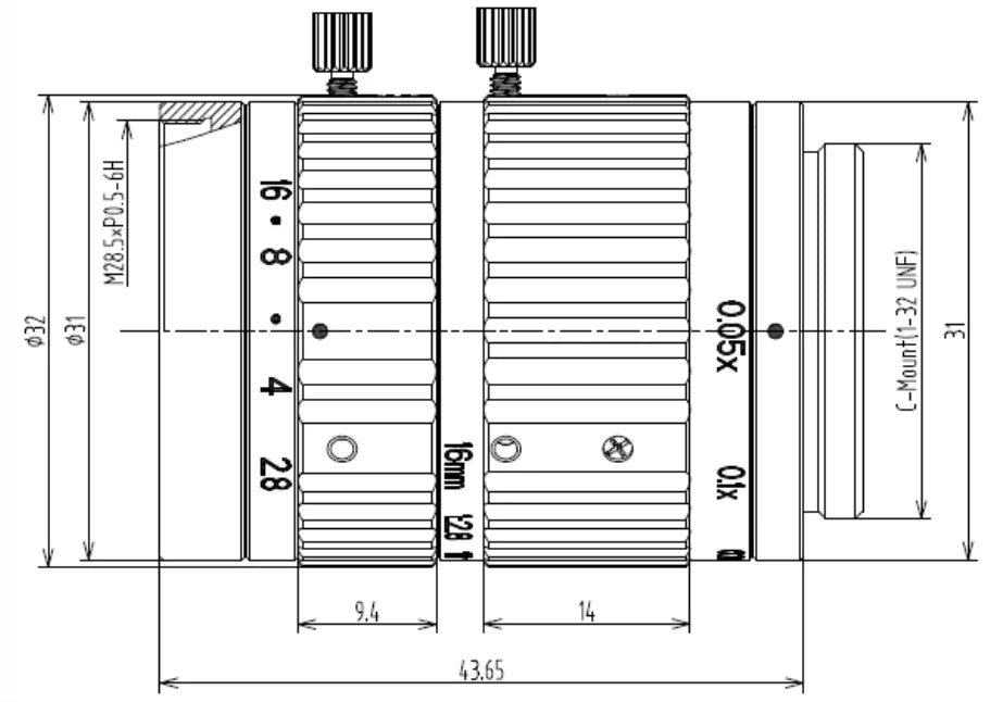 LS-KF1628M-ML dimensions (mm)