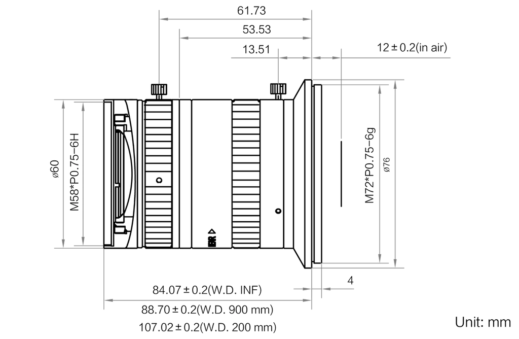LS-LF6040M-013-M72 dimensions (mm)