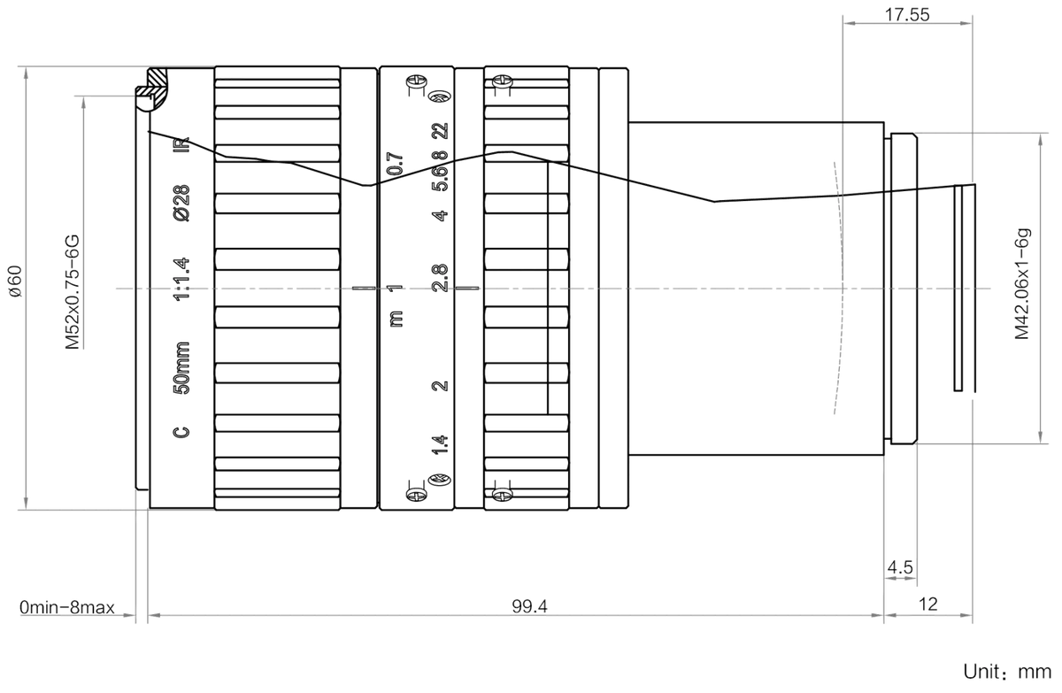 LS-AF5014M-M42-NIR dimensions (mm)