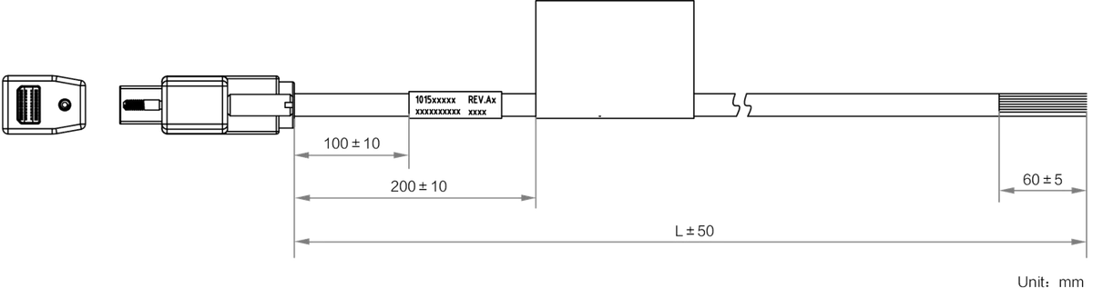 LS-ACP-MINIDP20M-OPEN-ST-EMC-5M dimensions (mm)