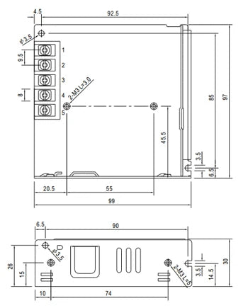 LRS-75-48 dimensions (mm)