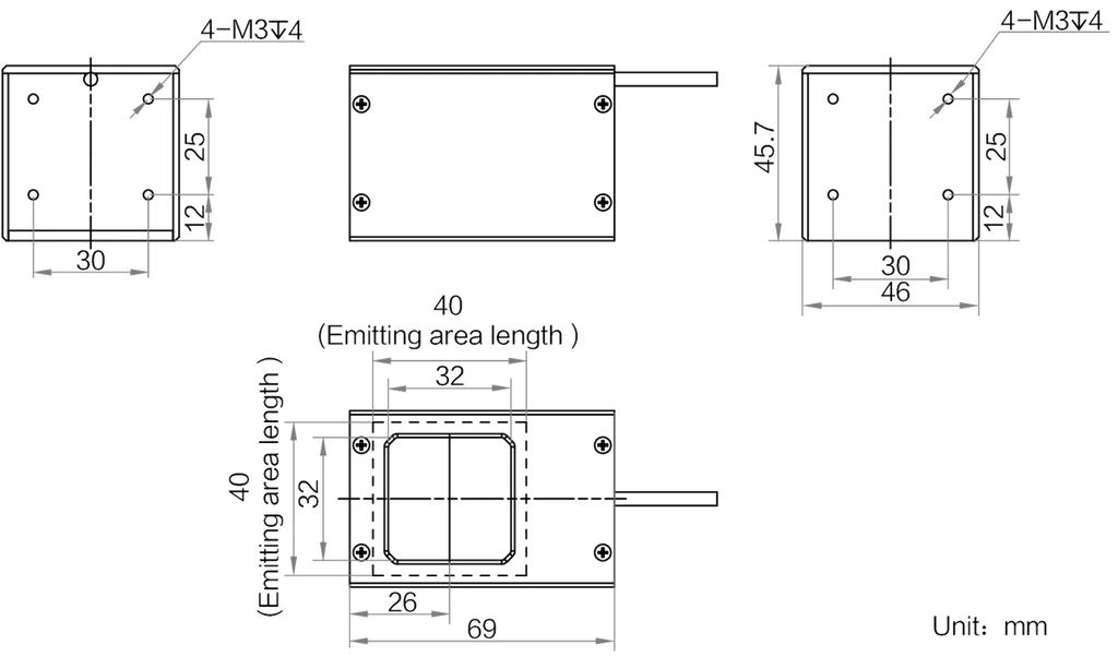 LS-LCDS-H-40-40-R dimensions (mm)
