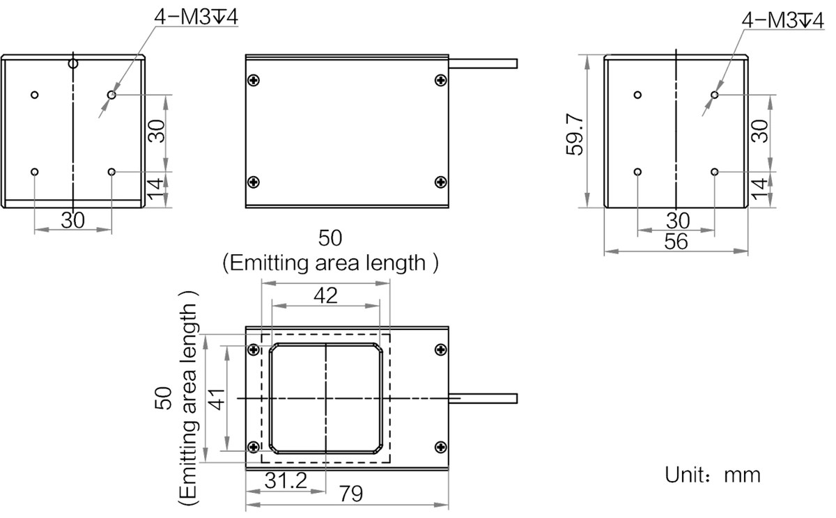 LS-LCDS-H-50-50-B dimensions (mm)