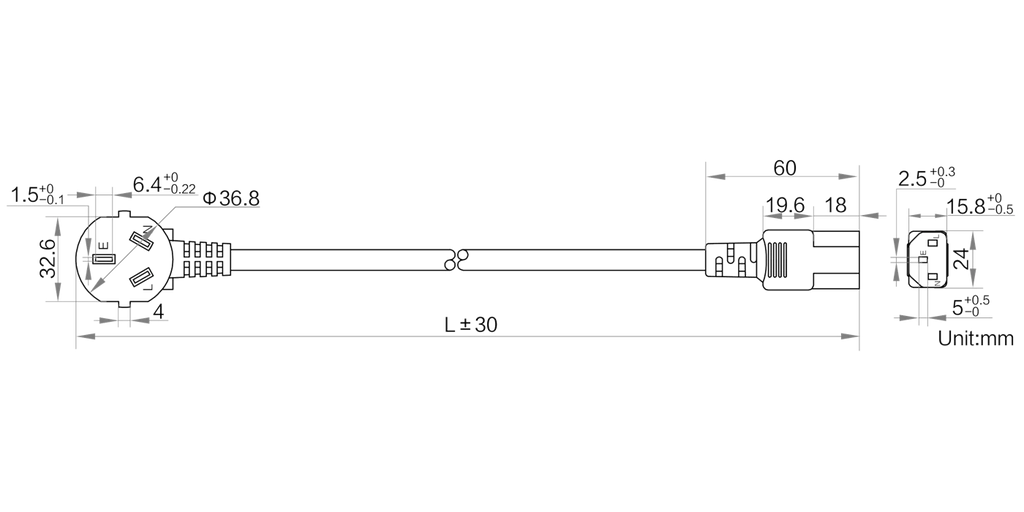 LS-C13-1.2 dimensions (mm)