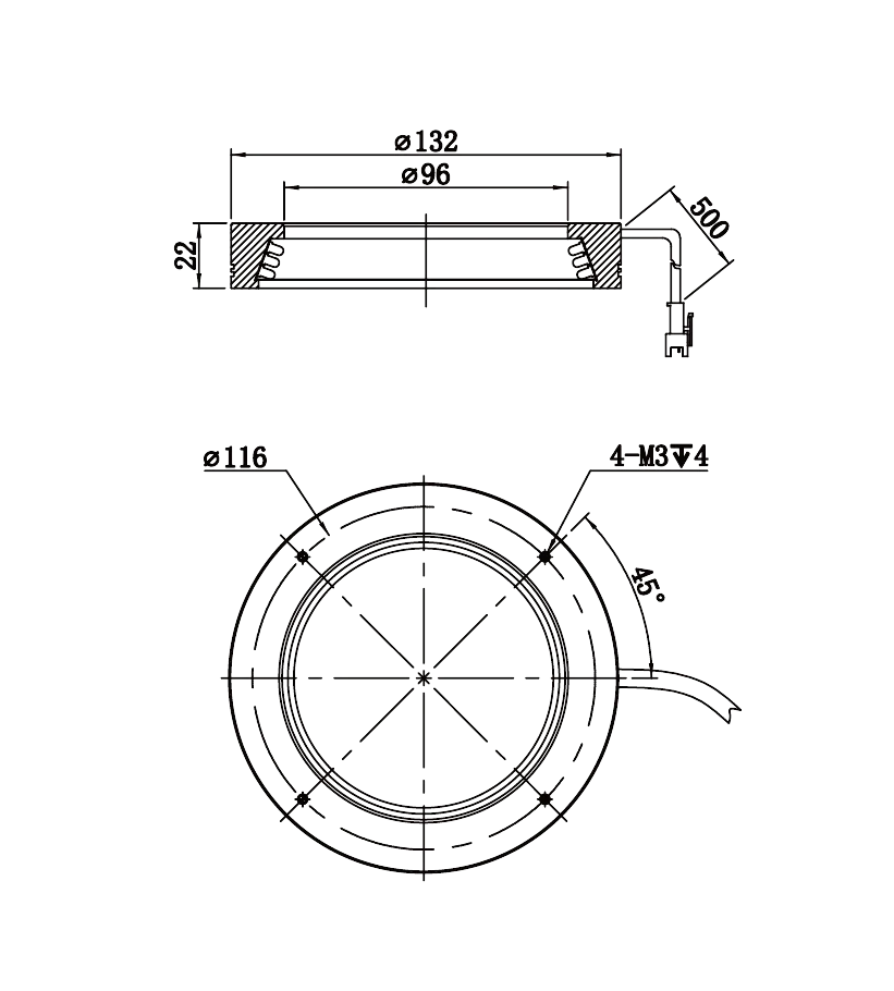 LS-LRDS-132-20-W dimensions (mm)