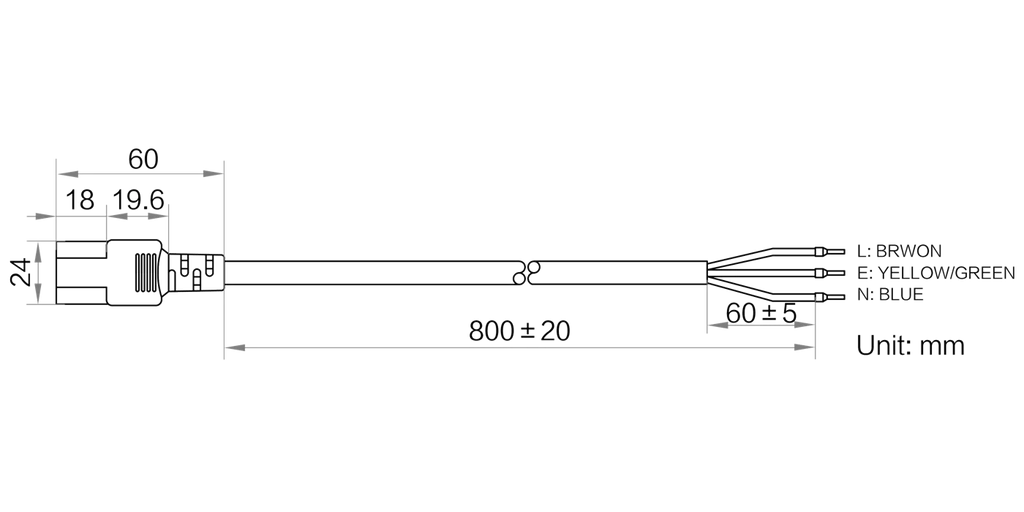 LS-OPEN-C13-0.8 dimensions (mm)