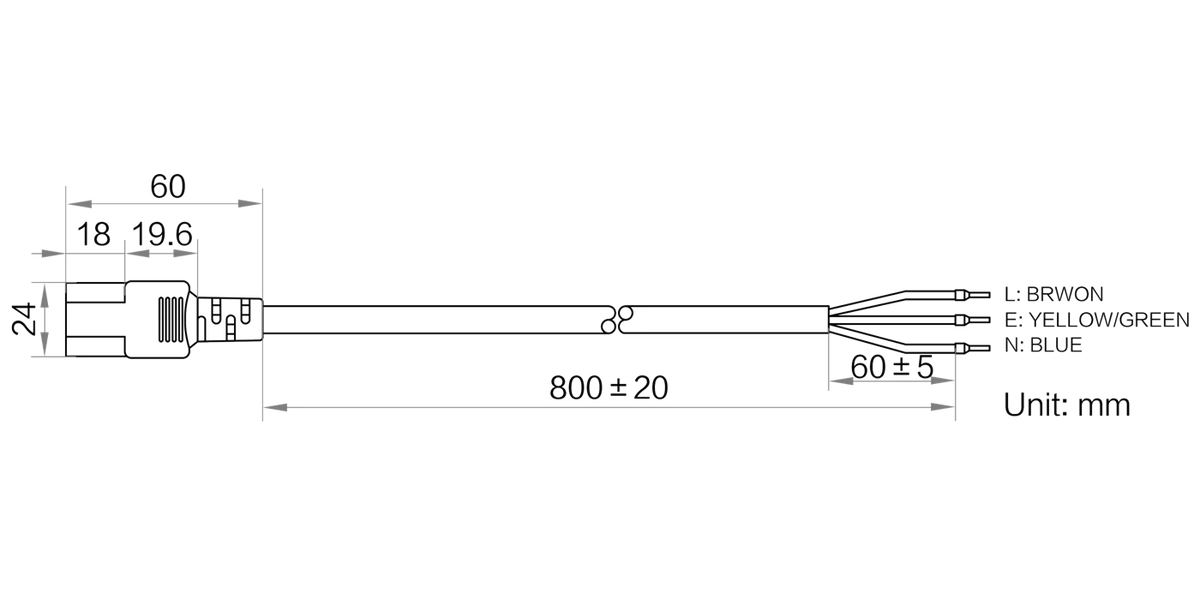 LS-OPEN-C13-0.8 dimensions (mm)