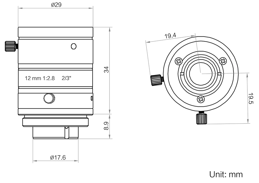 LS-MF1228M-8MPS dimensions (mm)