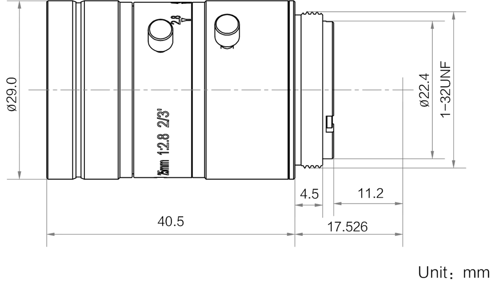 LS-MF2528M-8MPS dimensions (mm)