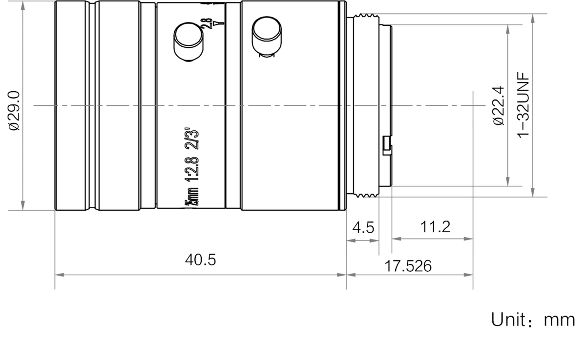 LS-MF2528M-8MPS dimensions (mm)