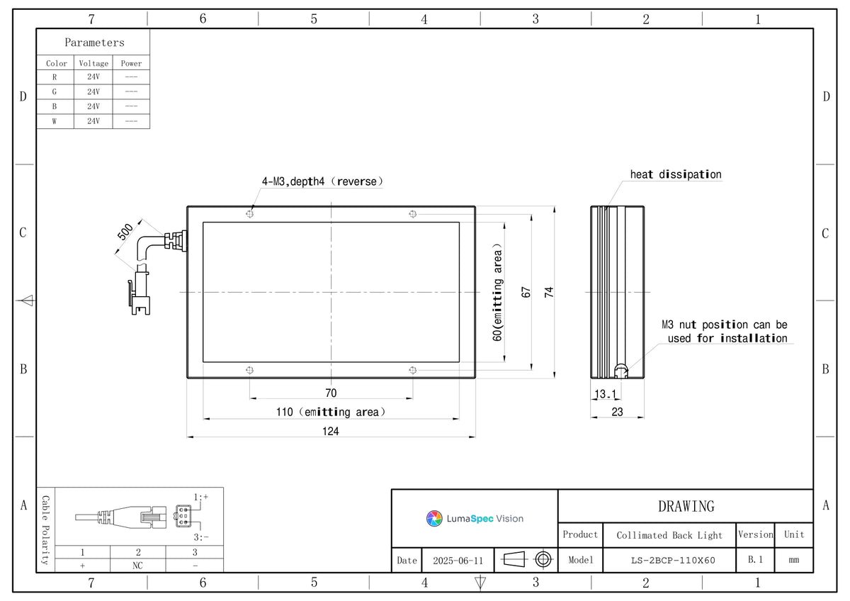 LS-2BCP-110X60 dimensions (mm)