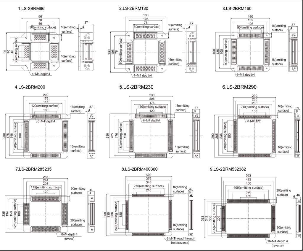 LS-2BRM160 dimensions (mm)