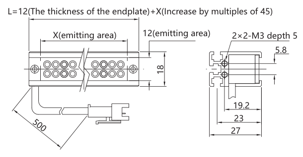 LS-2BS5738-RGBW dimensions (mm)
