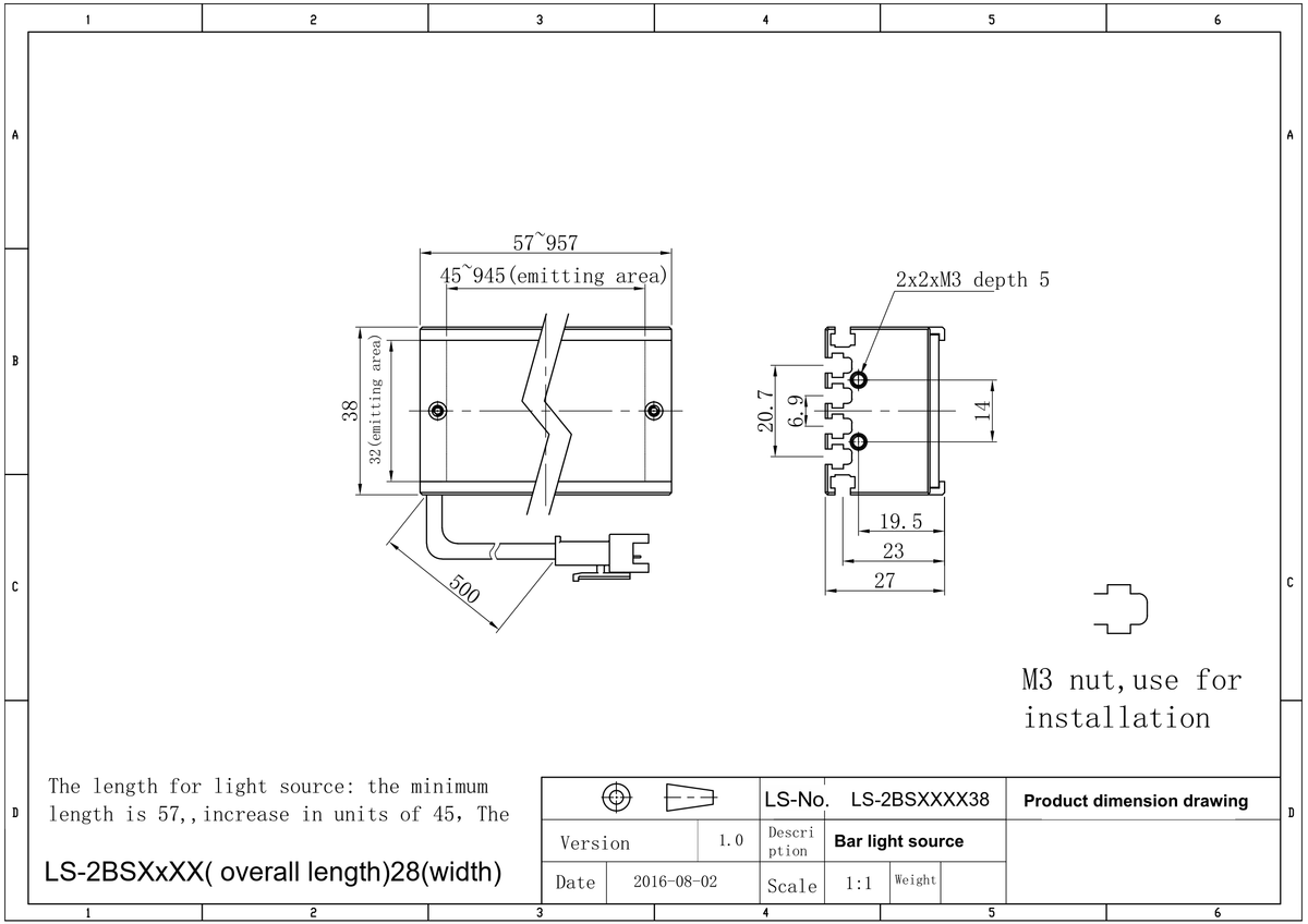 LS-2BS14738-RGBW dimensions (mm)