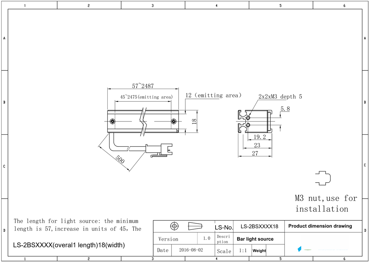LS-2BS28218-RGBW dimensions (mm)