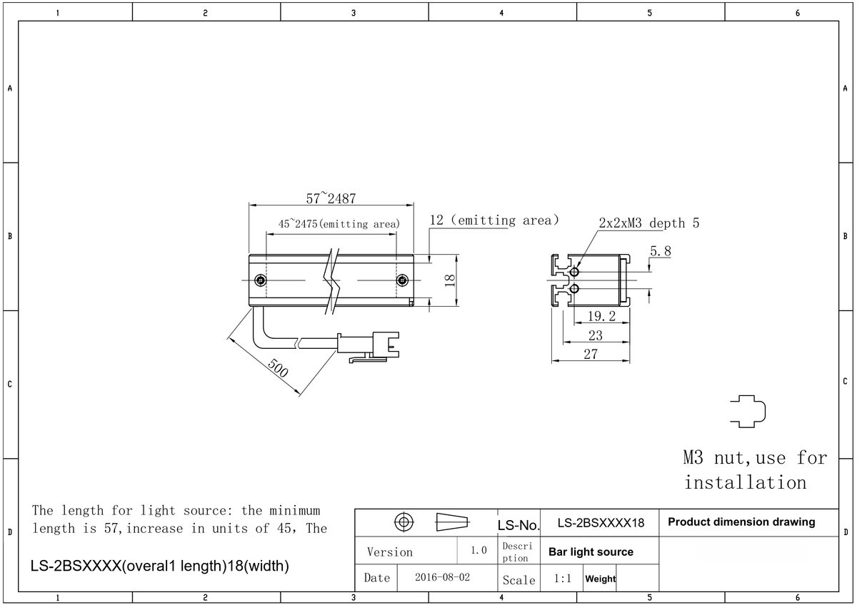 LS-2BS28218-RGBW dimensions (mm)