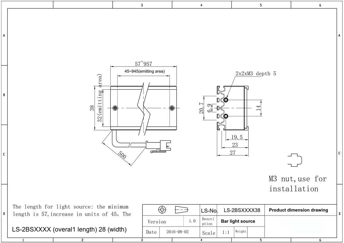 LS-2BS28238-RGBW dimensions (mm)