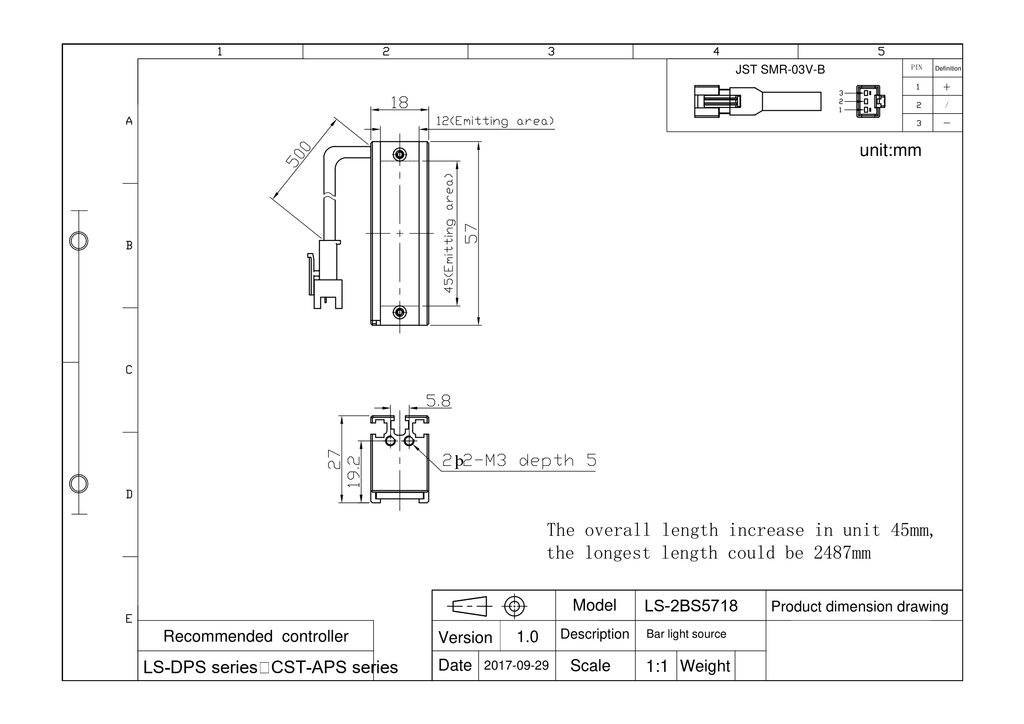 LS-2BS5718-RGBW dimensions (mm)