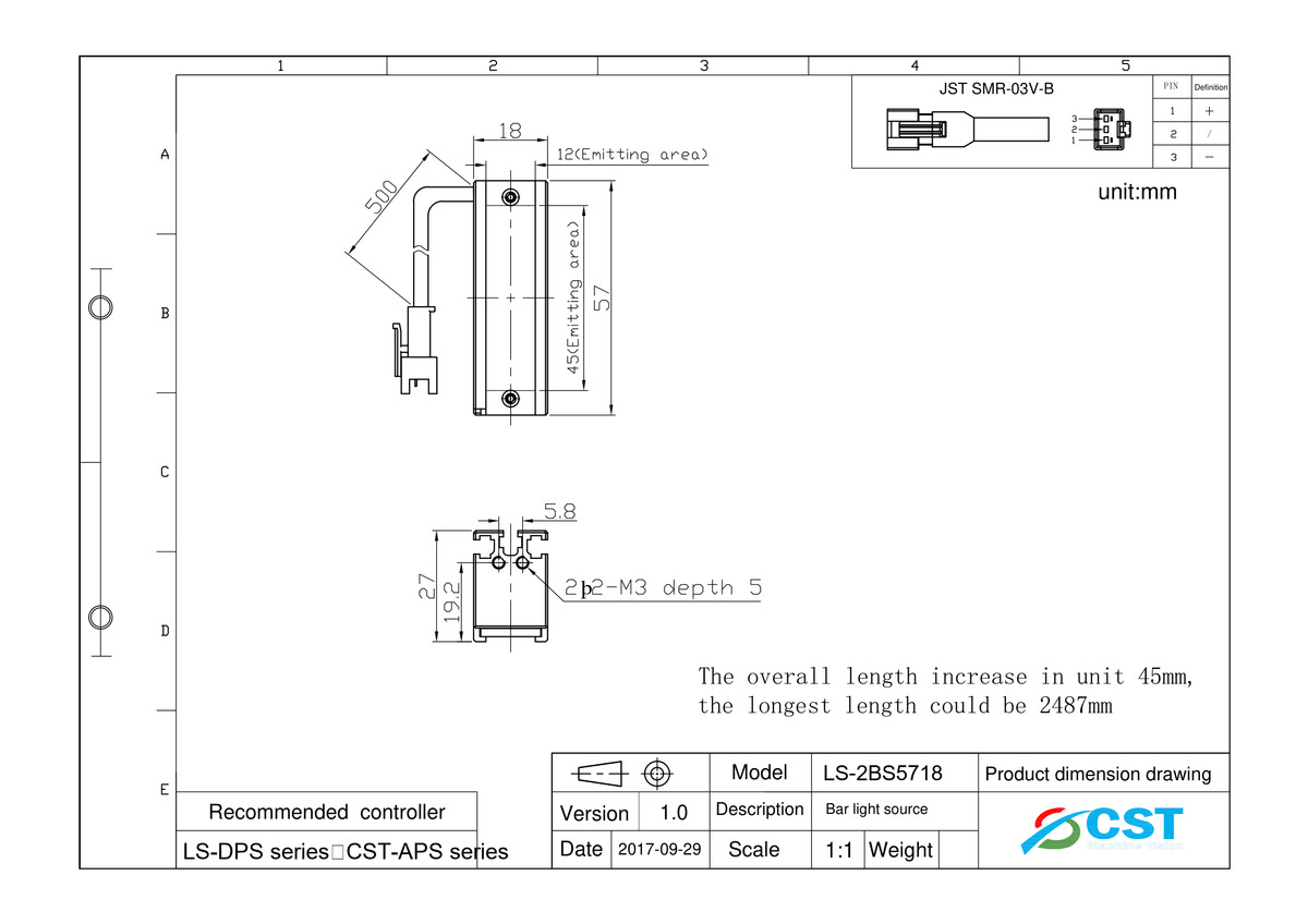 LS-2BS5718-RGBW dimensions (mm)