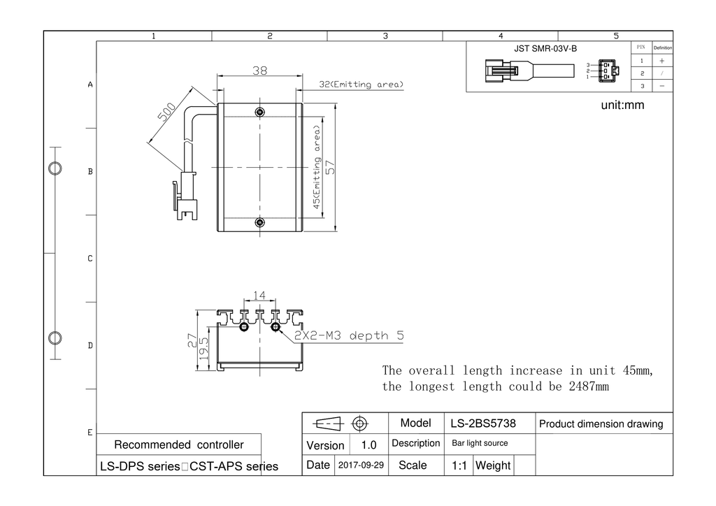 LS-2BS5738-RGBW dimensions (mm)
