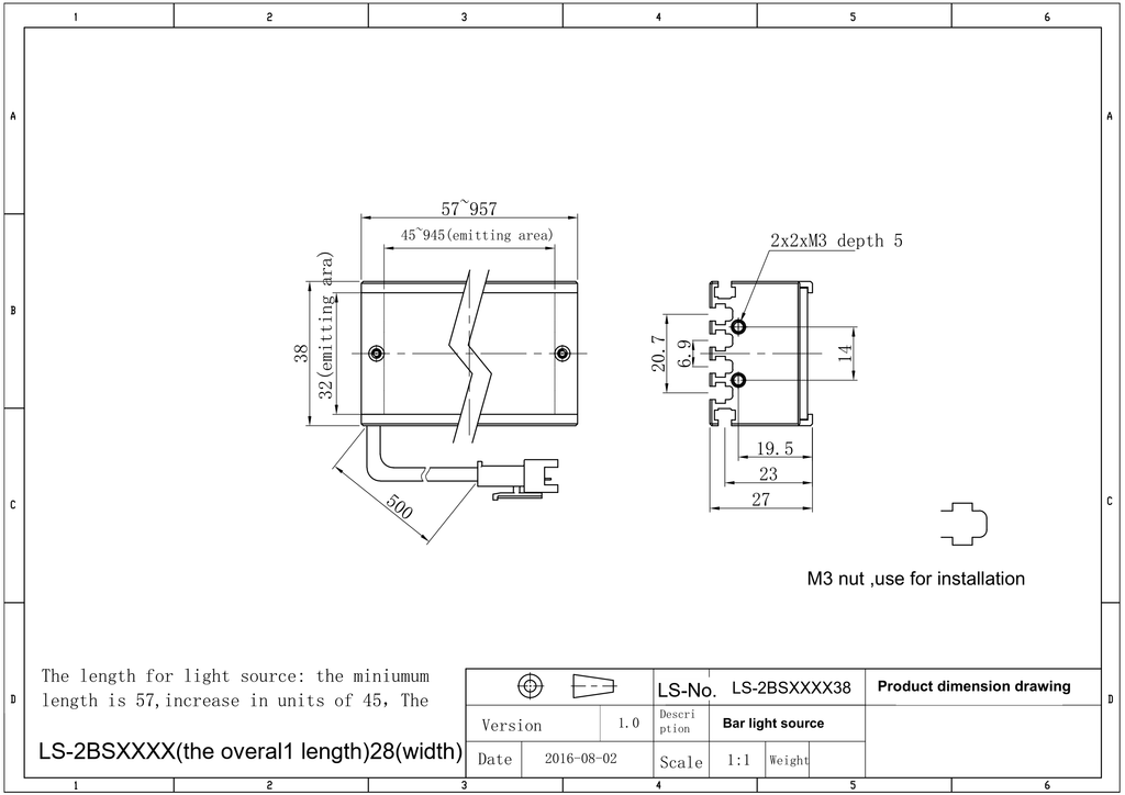 LS-2BS10238-RGBW dimensions (mm)