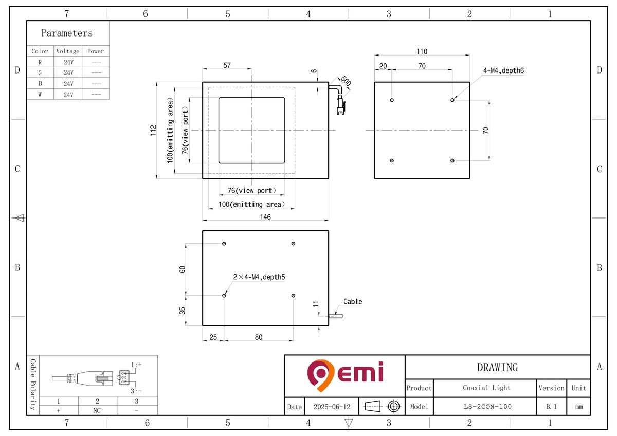 LS-2CON-100 dimensions (mm)